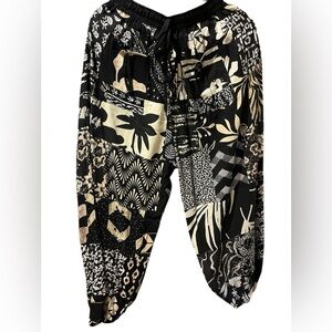 Black #24 NWT 100% rayon patchwork jogger bottom pants